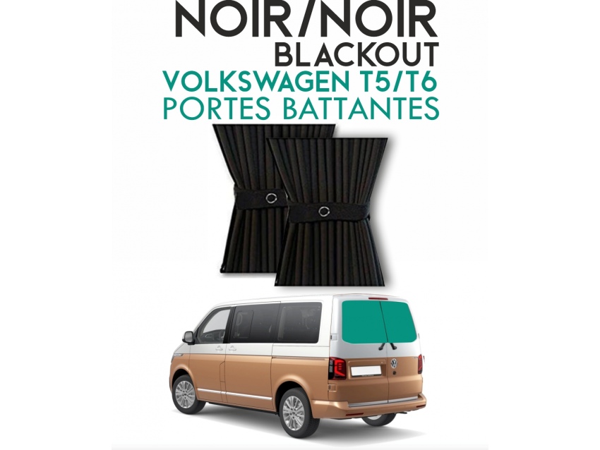 Porte battantes arrières. Rideaux occultant gris noir sur rail pour Volkswagen Transporter T5 T6