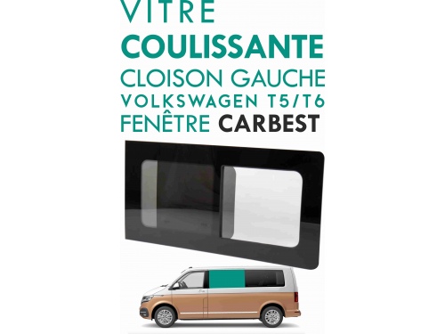 Fenêtre CARBEST Vitre coulissante gauche en verre véritable pour VW T5/T6