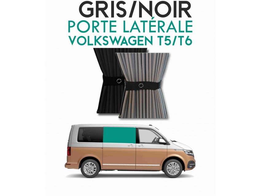 Porte latérale Droit. Rideaux occultant blackout gris noir sur rail pour Volkswagen Transporter T5 T6