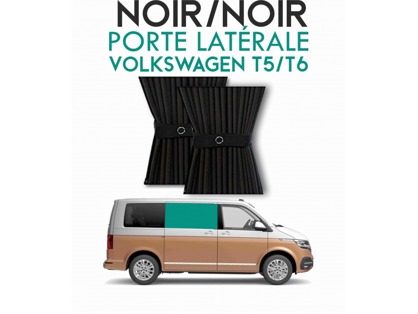 Porte latérale Droit. Rideaux occultant blackout noir/noir sur rail pour Volkswagen Transporter T5 T6