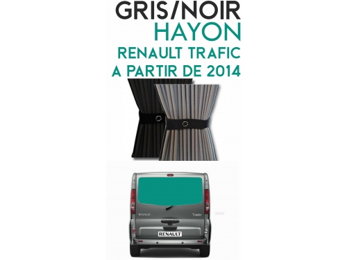 Hayon. Rideaux occultant gris noir sur rail pour Renault Trafic à partir de 2014