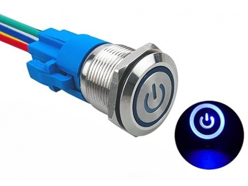 Interrupteur Bouton Poussoir LED BLEU 12V-24V 5A