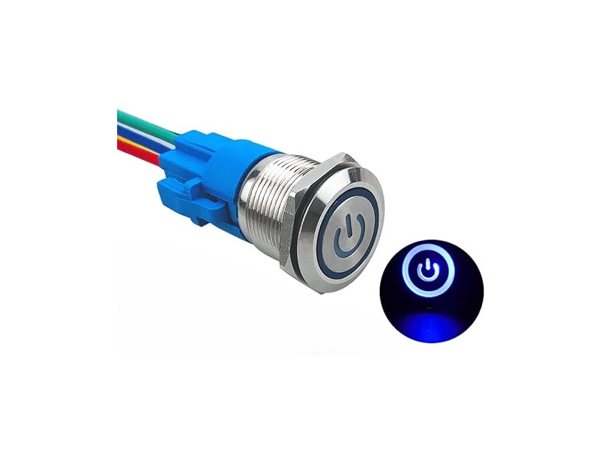 Interrupteur Bouton Poussoir LED BLEU 12V-24V 5A