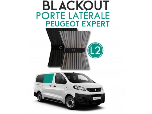 Latérale droit. Rideaux occultant gris noir sur rail pour Peugeot Expert