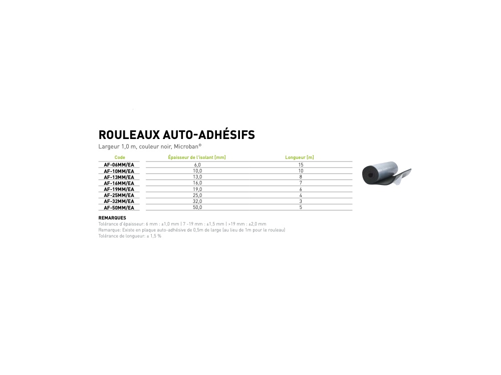 ARMACELL Armaflex AF Auto-adhésif 19 mm. Rouleau de 6 mètres. (6 m²)
